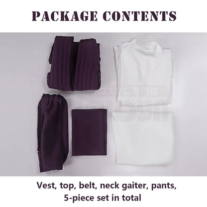 Jujutsu JJK Manga Anime Choso Cosplay Costume Purple Vest Neck Gaiter Belt White Elastic Pants Top Gift