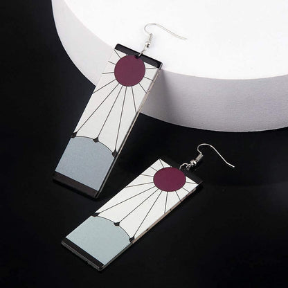 Anime Kamado Tanjiro Hanafuda Earrings - Kimetsu No Yaiba Hanafuda Earrings - Cosplay Accessories for Womens Girls