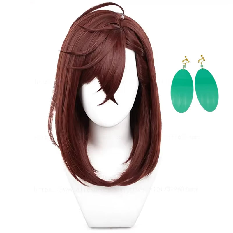 Momo Ayase Cosplay Wig 43Cm Short Red Brown Wig Cosplay Anime Cosplay Wigs Heat Resistant Synthetic Wigs + Wig Cap