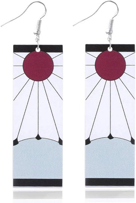 Anime Kamado Tanjiro Hanafuda Earrings - Kimetsu No Yaiba Hanafuda Earrings - Cosplay Accessories for Womens Girls