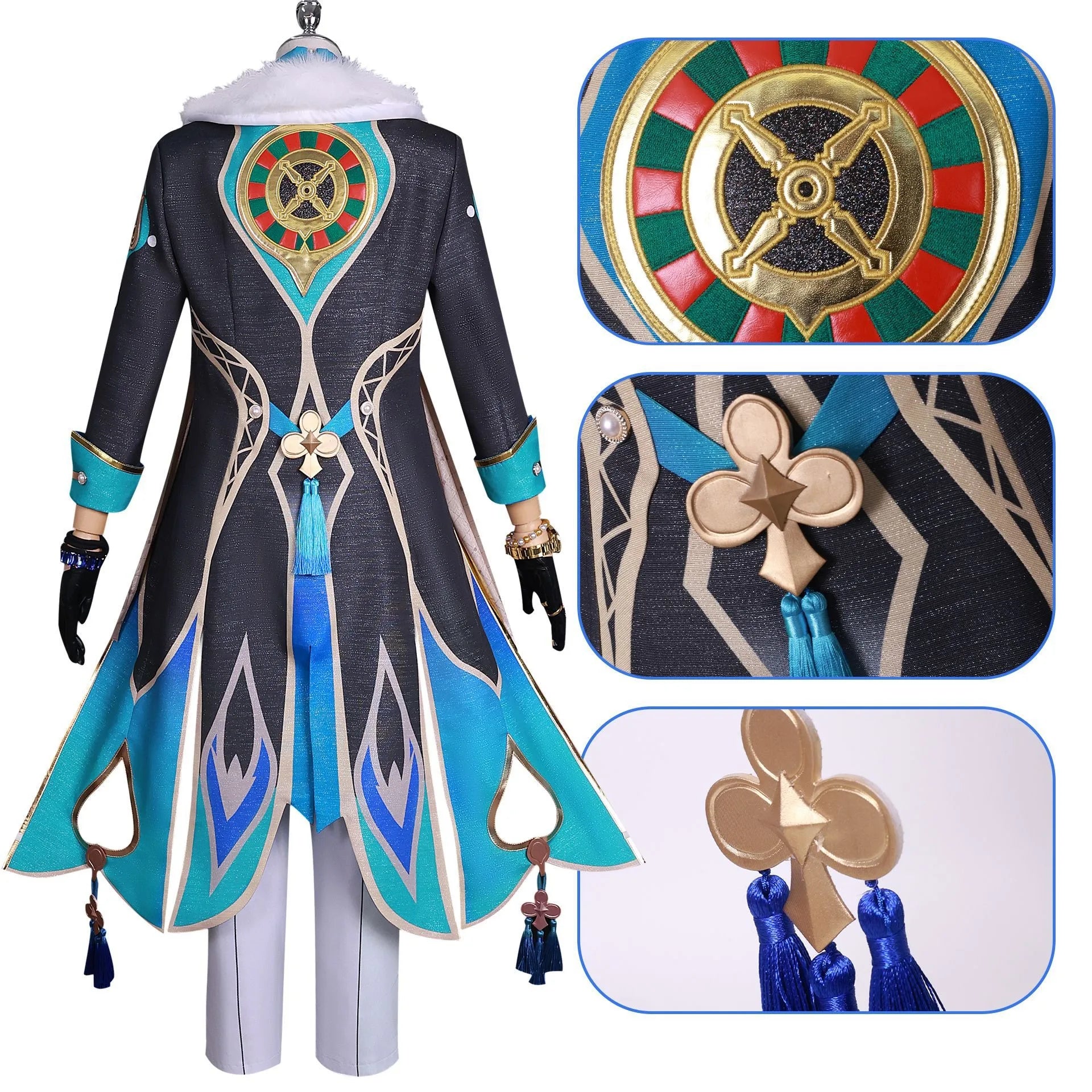 IN STOCK Game Honkai Star Rail Aventurine Cosplay Costume Full Set Outfit Uniform Aventurine Cosplay Costume Wig Shoes Props