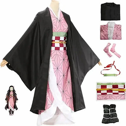 Nezuko Cosplay Demon Slayer Anime Costume + Wig