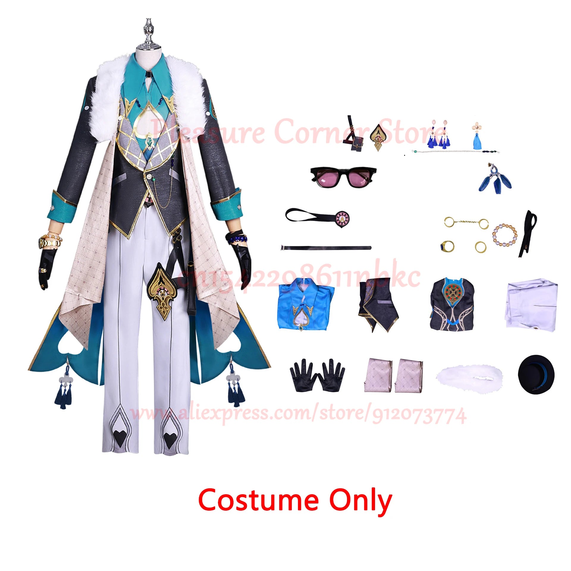 Aventurine Cosplay Honkai Star Rail Game Costume + Wig