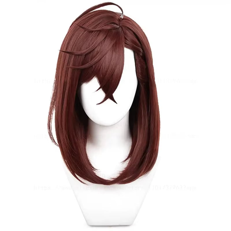 Momo Ayase Cosplay Wig 43Cm Short Red Brown Wig Cosplay Anime Cosplay Wigs Heat Resistant Synthetic Wigs + Wig Cap