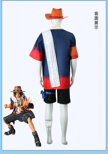 Anime One Piece Portgas D Ace Cosplay Costume Coat Shorts Hat Suit Carnival Party Performance Christmas Adult Kimono Uniform