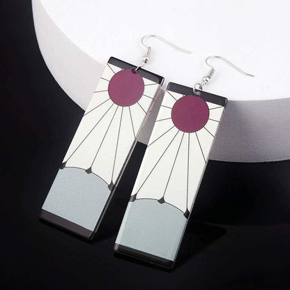 Anime Kamado Tanjiro Hanafuda Earrings - Kimetsu No Yaiba Hanafuda Earrings - Cosplay Accessories for Womens Girls